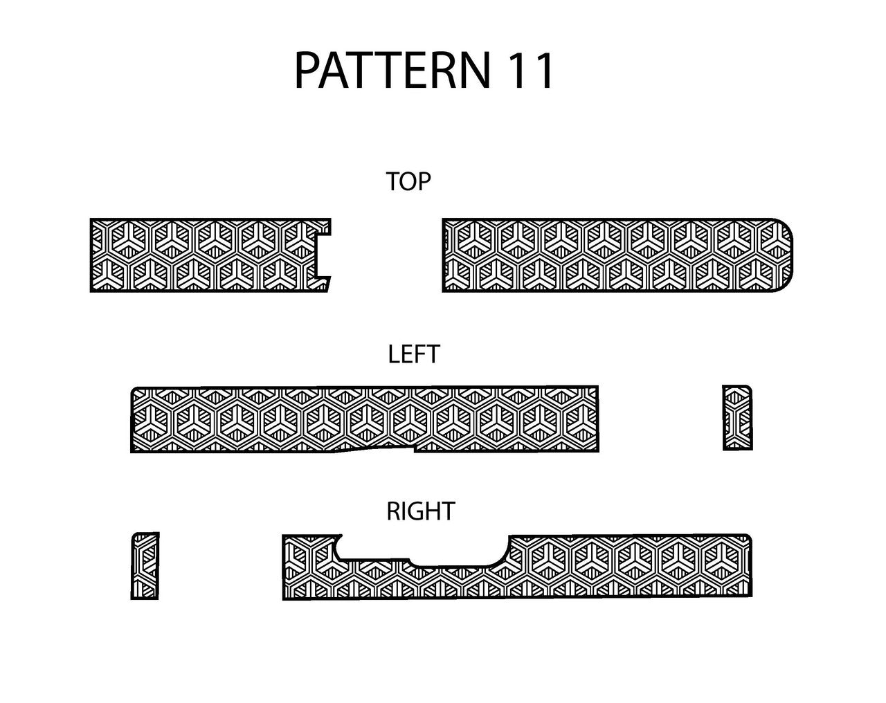 Laser Engraving Template for Glock 19 Slide Pattern 11 Top Left Right