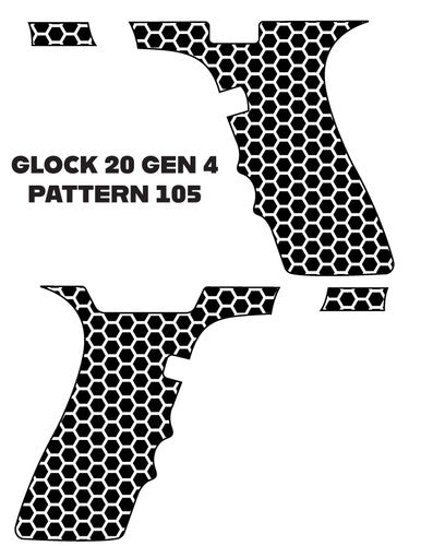 Laser Engraving Stippling Template for Glock 20 Gen 4 Frame Pattern 105 Left Right